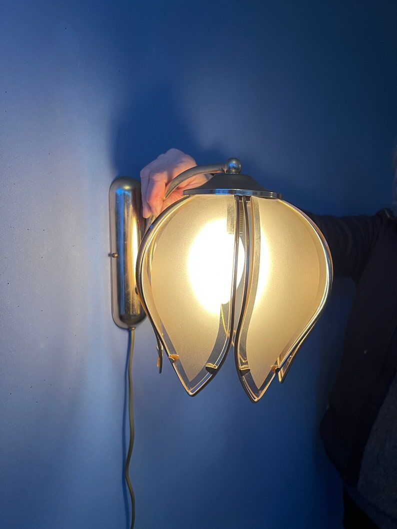 Vintage wall lamp Hollywood Regency Golden Flower