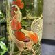 Vase “Nancy with enameled rooster” antique green FT Legras