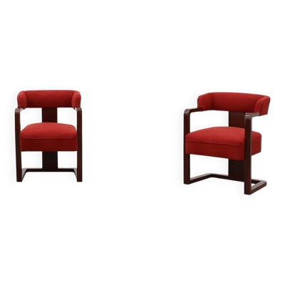 Fauteuils Art Déco rouges, Belgique vers 1920