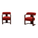 Set of Two Red Reupholstered Art Deco Chairs, Belgium ca. 1920