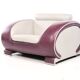 Leather armchair, hotel lounge, purple and gray, vintage