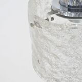 Vintage hanging lamp with 'frosted' glass and chrome, 1960s