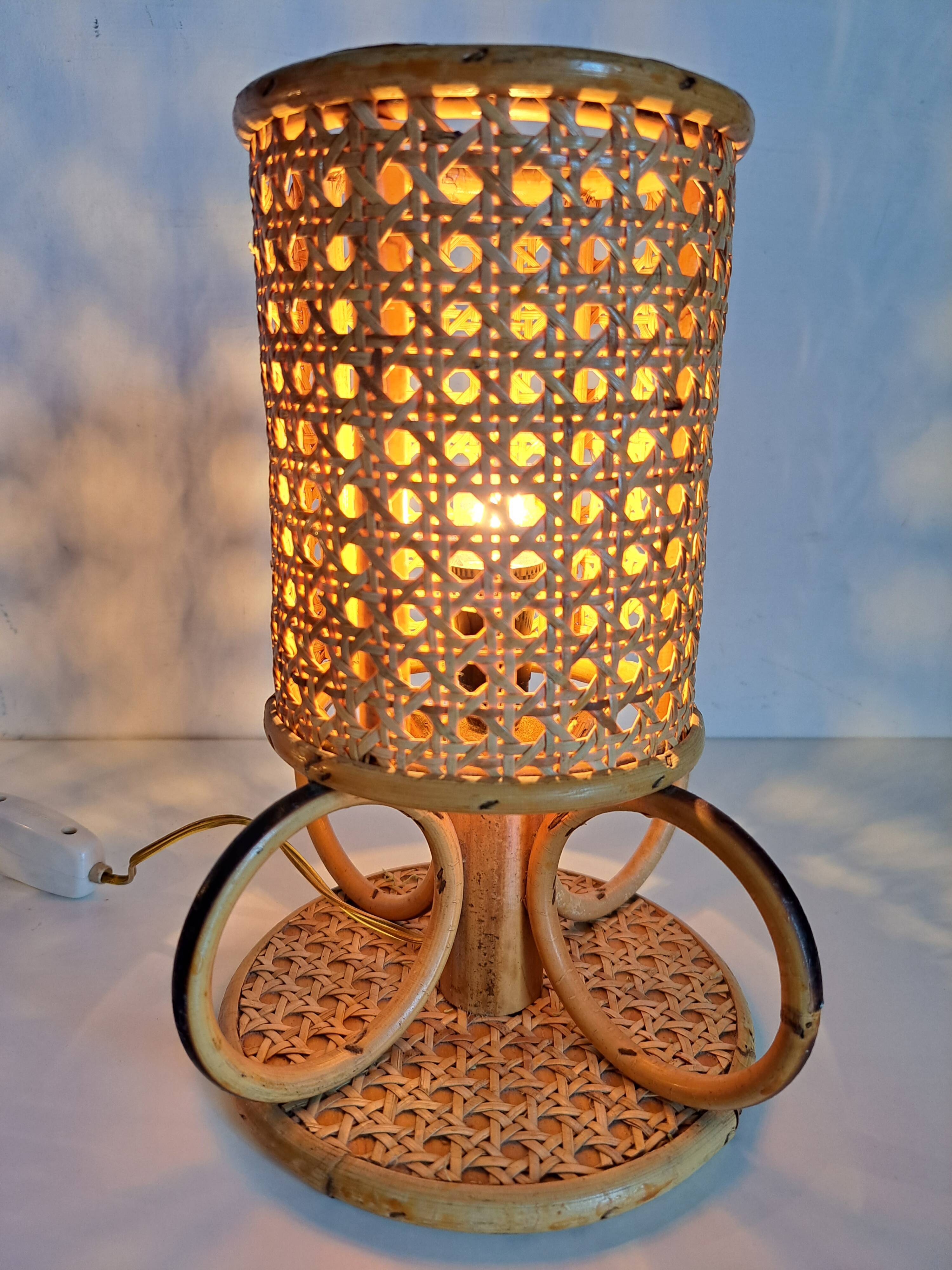Paire de lampes de chevet bambou