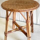 Rattan and cane stool - mid-20th century