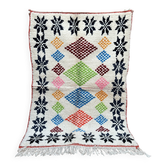 Tapis berbère marocain Costum - Tapis marocain en laine - Nouveau tapis Azilal - Style Beni ouarain