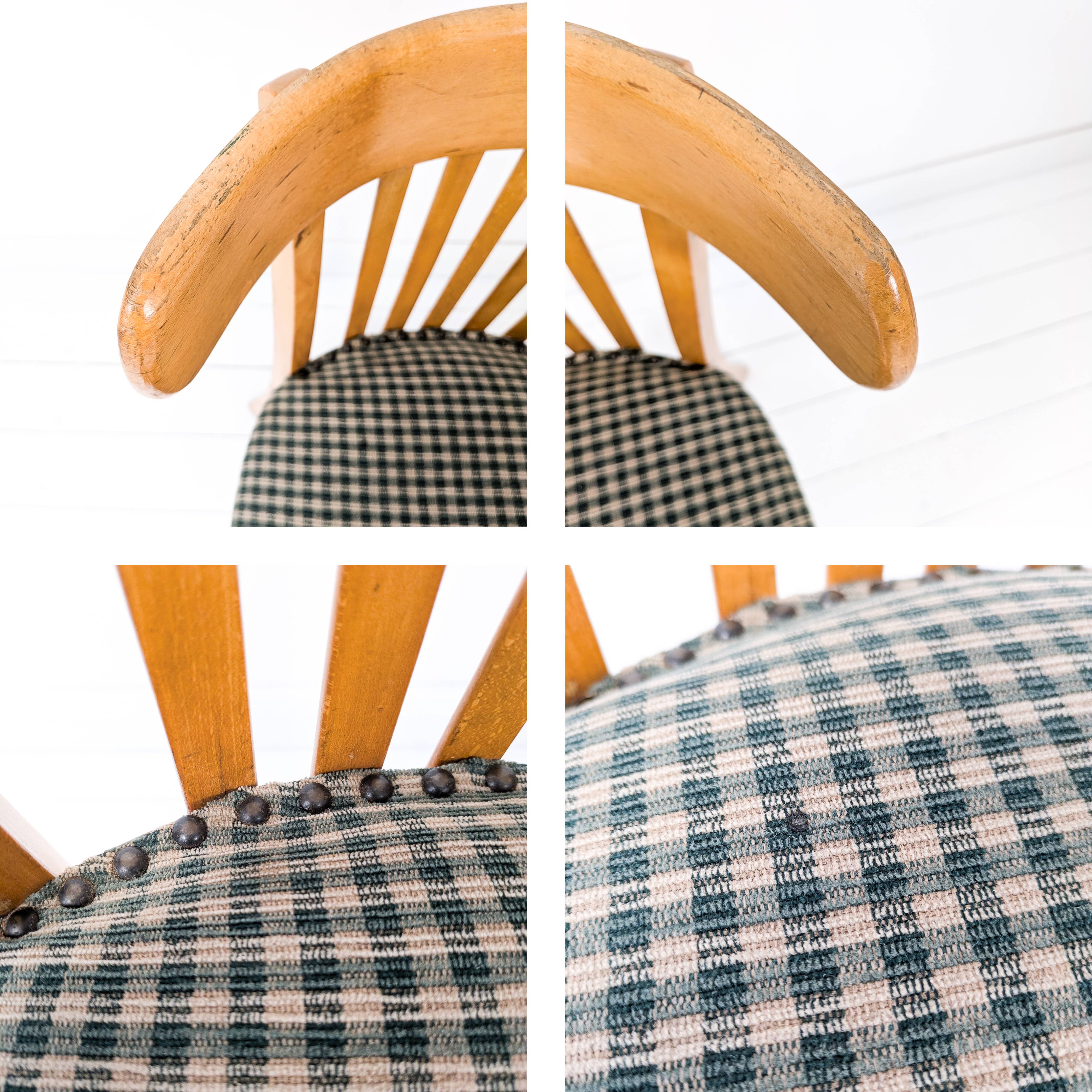 2pcs Chaise de café Bistro chaise Mid Century Vintage rembourrage carreaux