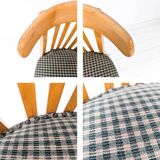 2pcs Chaise de café Bistro chaise Mid Century Vintage rembourrage carreaux