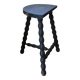 Antique tripod stool in turned wood, painted black – Half-moon seat