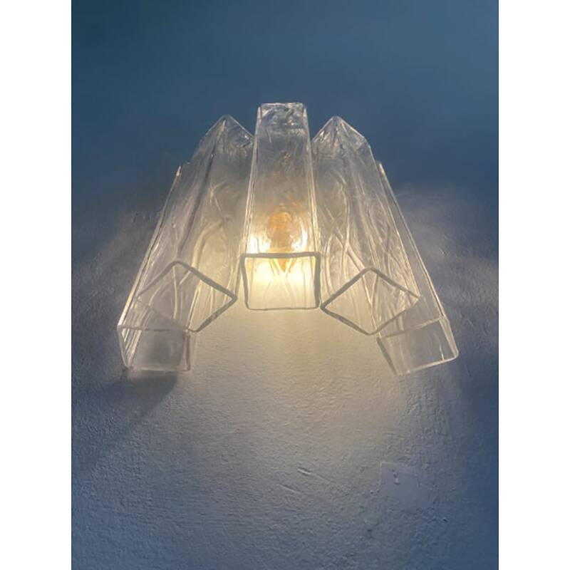 Applique murale en verre de Murano dorée de style moderne du milieu du siècle dernier « Squared ».