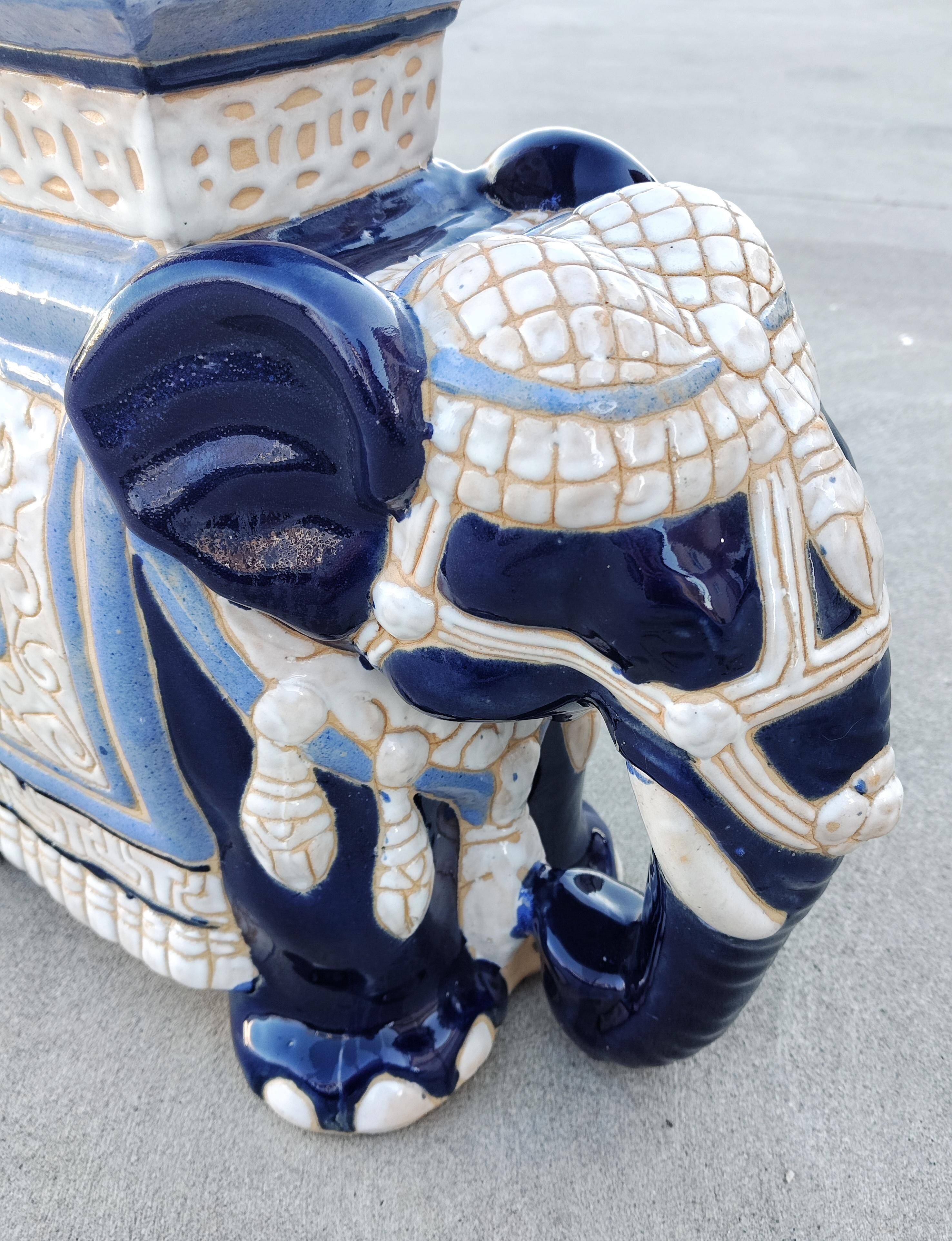 Garden stool or ceramic elephant plant stand from the 1960s.