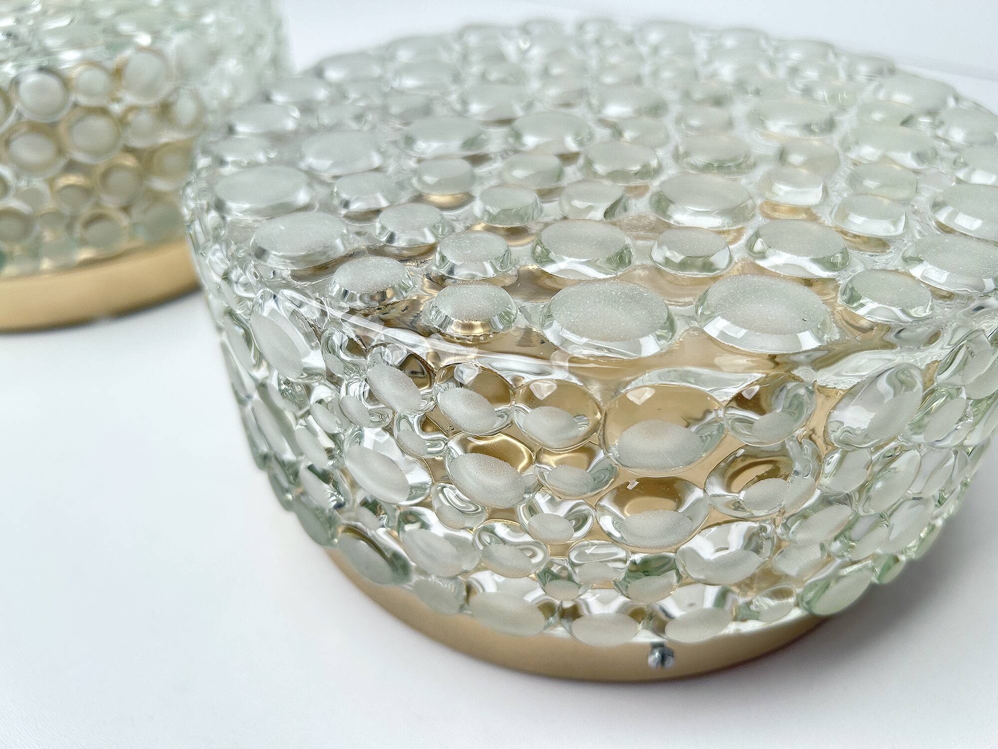 Paire d'appliques vintage en verre à bulles