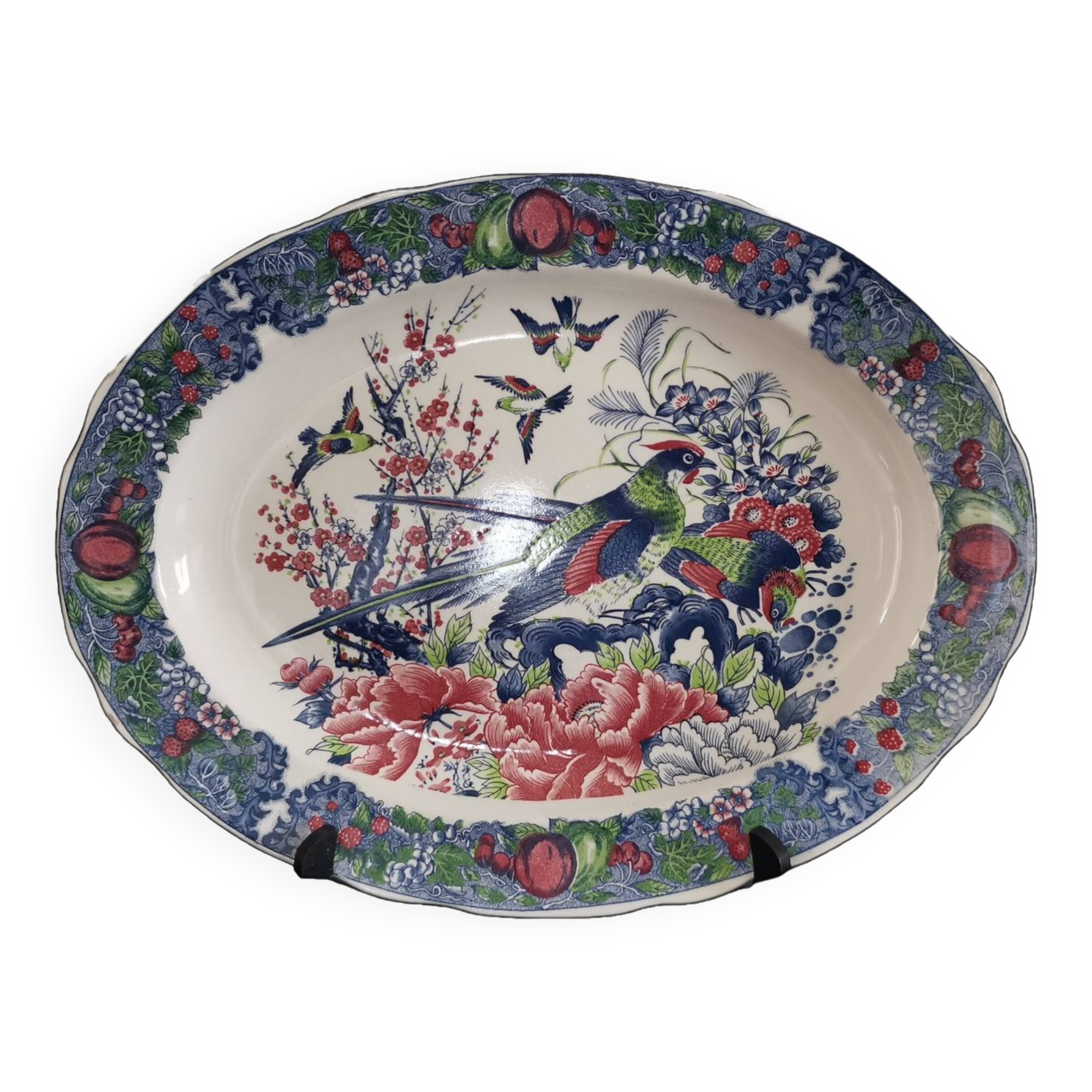 Old large oval dish in Japanese earthenware 46cm