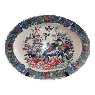 Ancien grand plat ovale en faïence japonaise 46cm