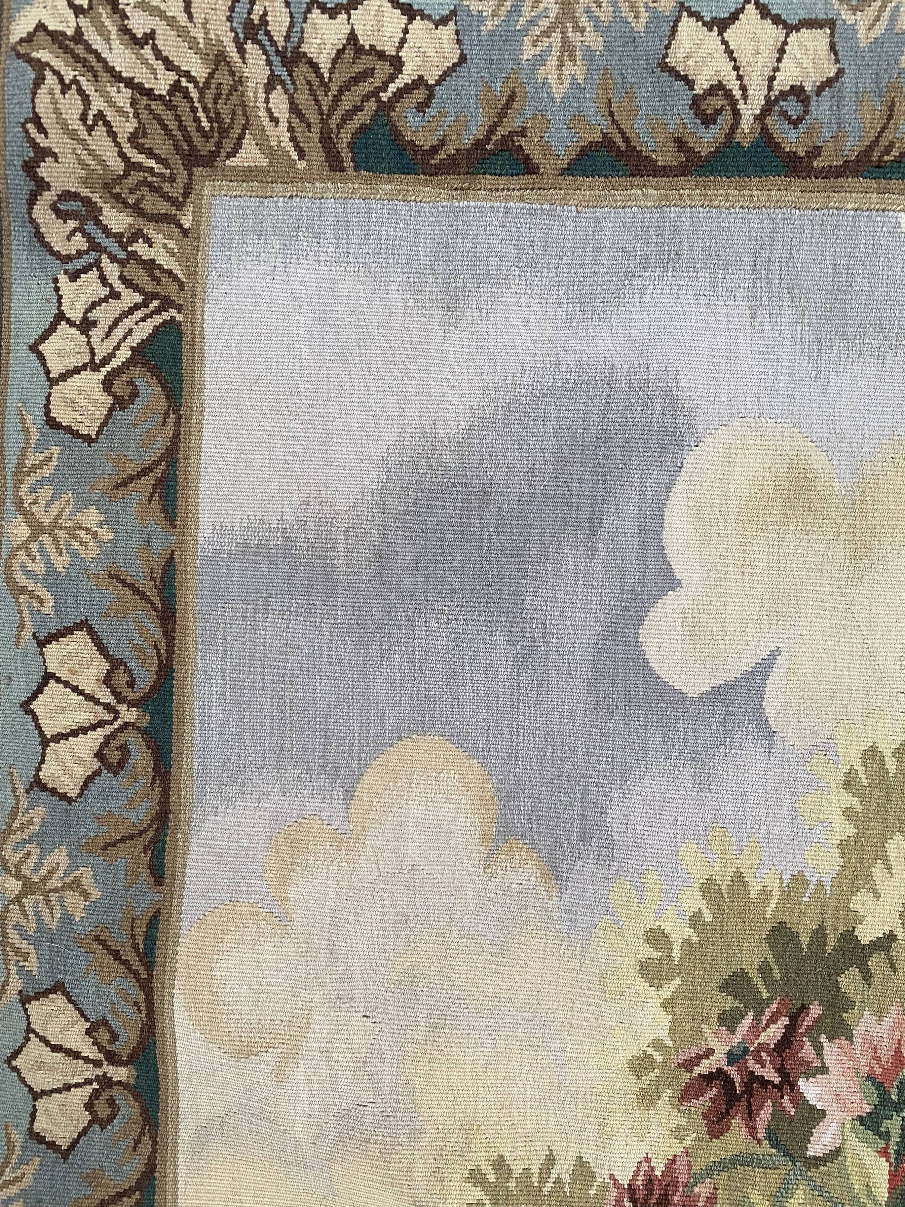 Handmade aubusson vintage tapestry 116x149 cm