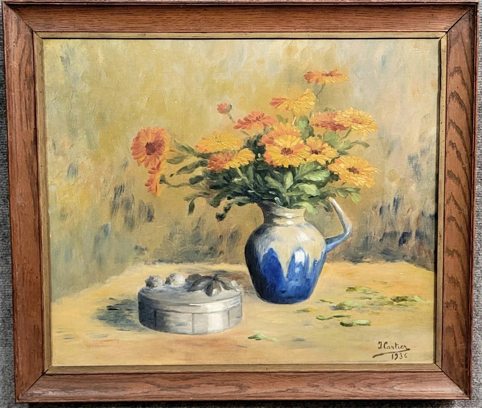 Jacques cartier 1936: oil on canvas, still life with flowers