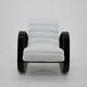 Fauteuil en cuir blanc, Miroslav Navratil, 1930s