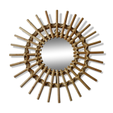 Vintage sun rattan mirror