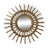 Vintage sun rattan mirror