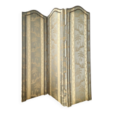 Antique Chinoiserie-style screen from the early 20th century in damask silk.