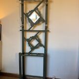 Porte manteau vestiaire art déco en bois patiné vert