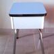 Tabouret coffre en formica bleu 60s