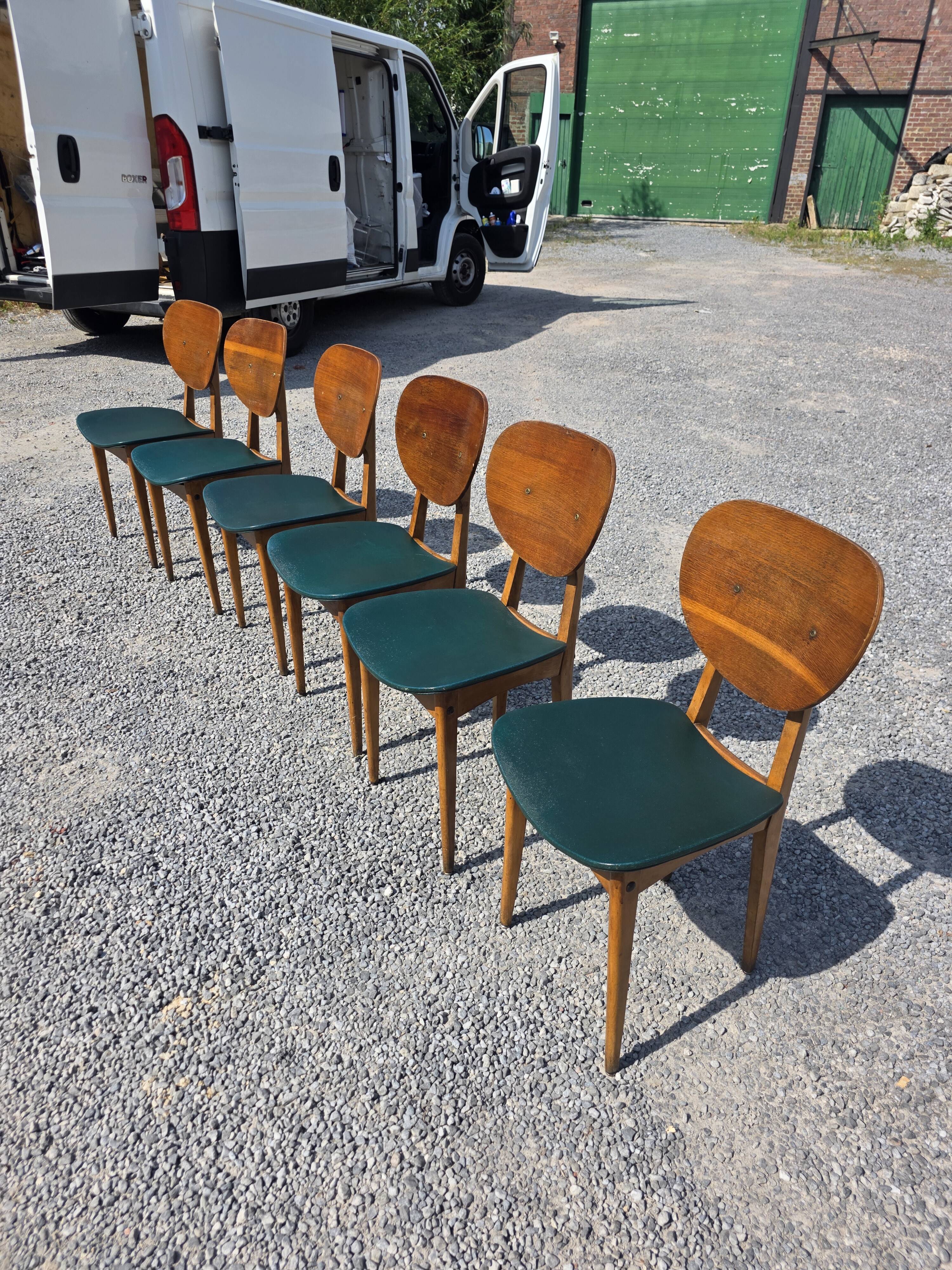 6 chaises scandinaves en chêne des années 60