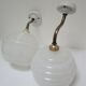 Pair of porcelain sconces brass glass of clchy white art deco