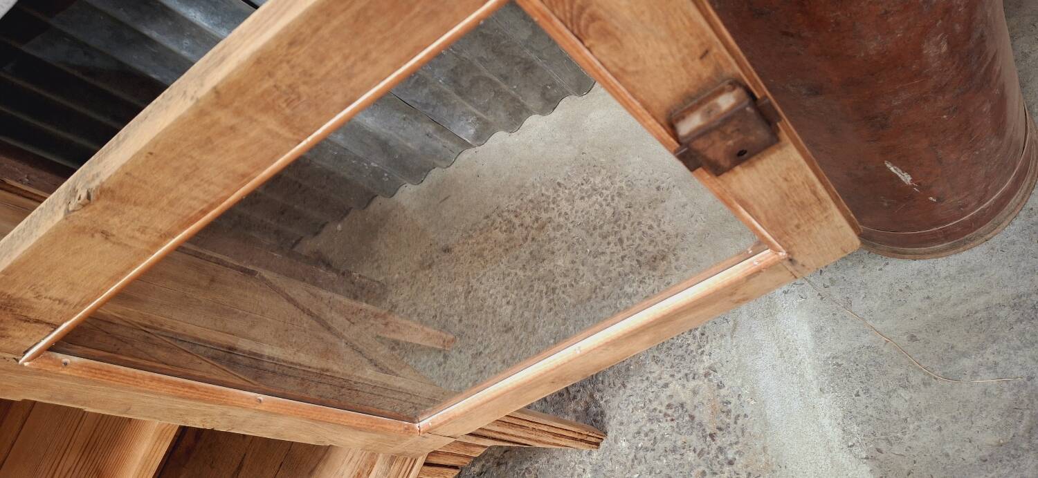Old glass sideboard on legs