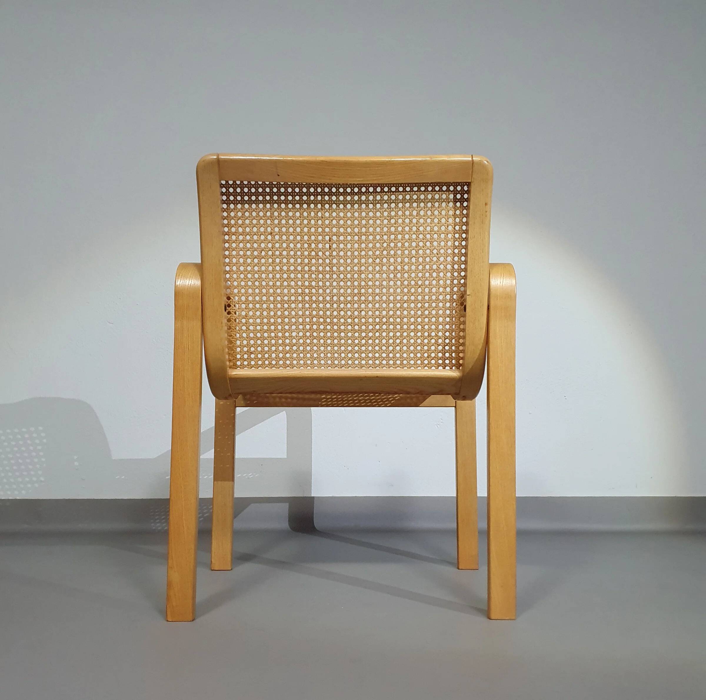Beech wood and webbing side chair by Olivo Pietro, Italy, 1970s
