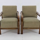 1930s Pair of Art Deco Armchairs in Walnut Finish, Czechoslovakia