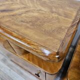 Art Decò bedside tables in blond walnut with drawer and shelf