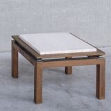 Table d’appoint travertin et laiton 1960