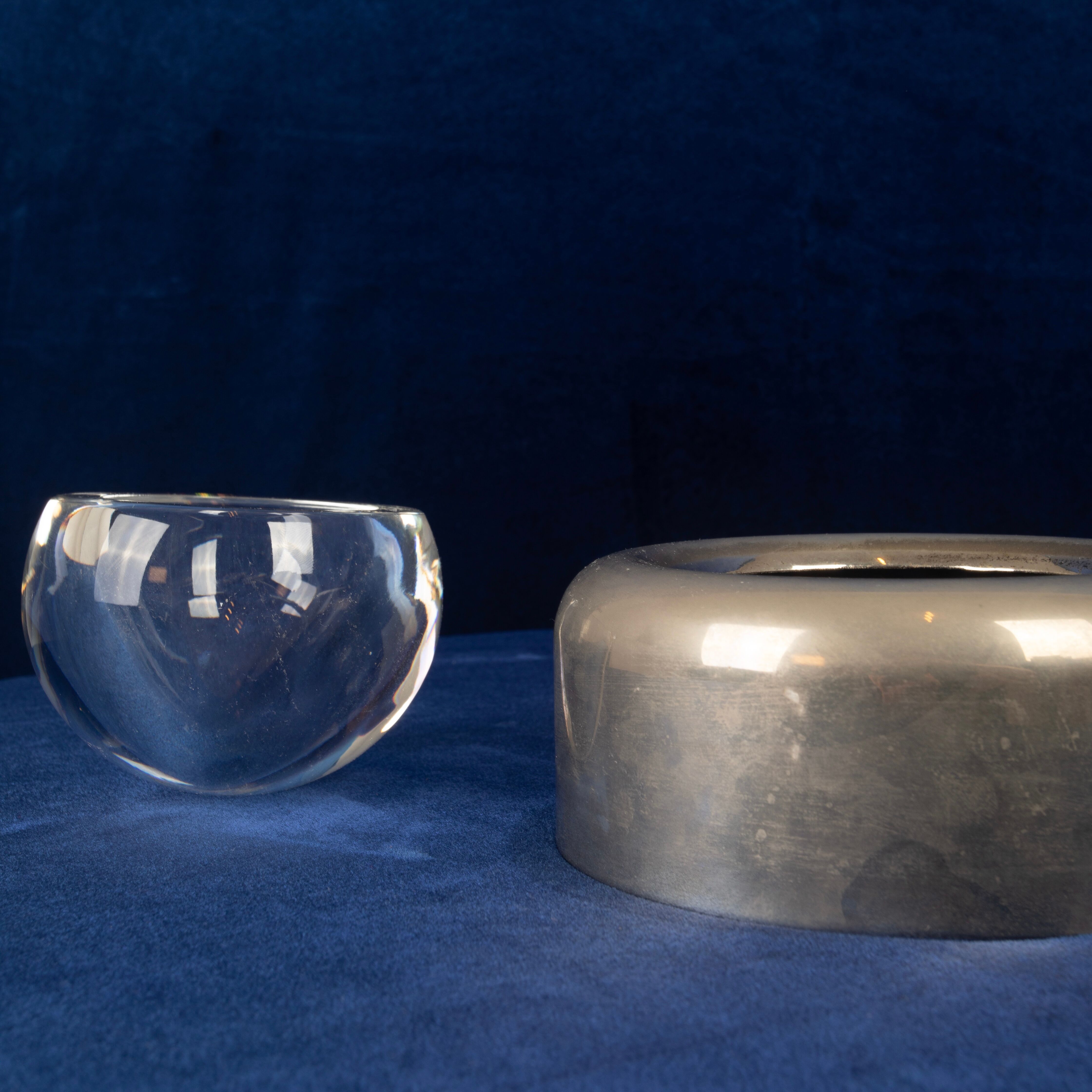 Joe Colombo Biglia Crystal and Metal Ashtray for Arnolfo di Cambio Italy 1970