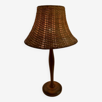 Table lamp wood and wicker