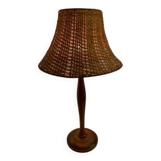 Table lamp wood and wicker