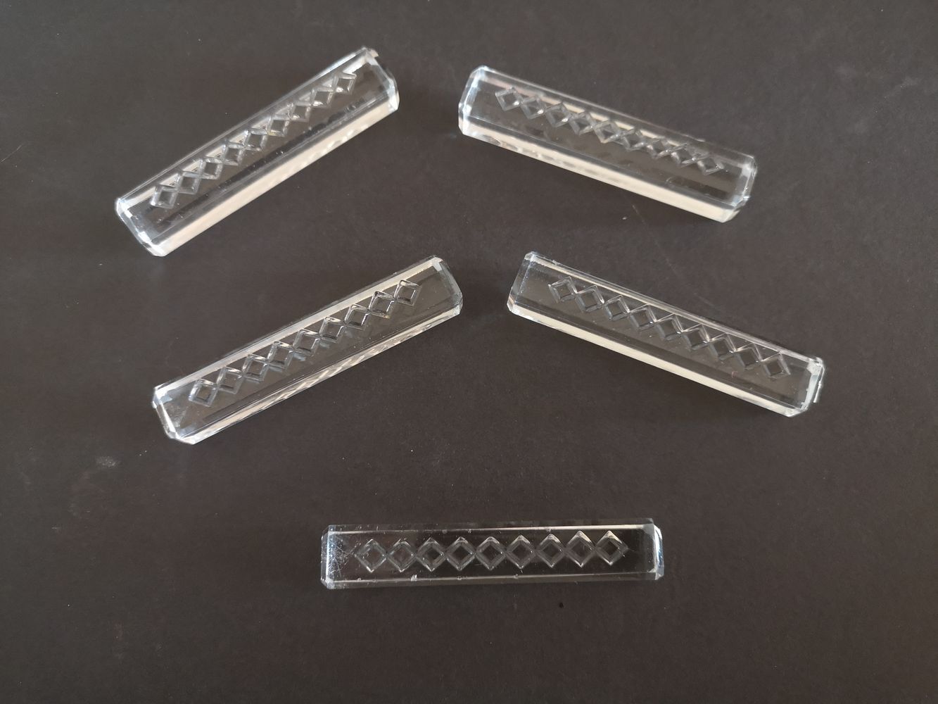 Set of 5 modernist knife rests in cut crystal - 1950s/1960s