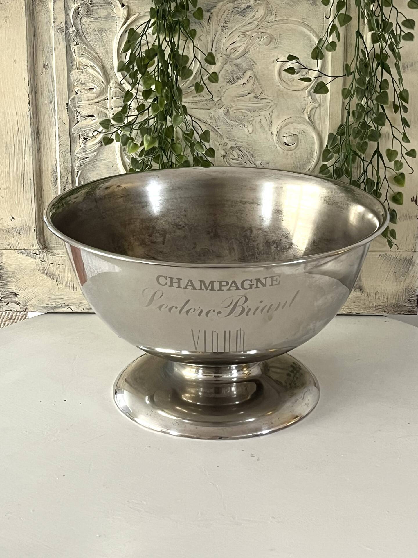 French champagne cooler bowl Leclerc Briant Vinum silver plated