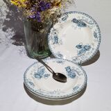 Lot de 4 assiettes à soupe de la faïencerie de Sarreguemines modèle Royat