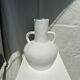 Handcrafted terracotta vase painted white with double handles h:40 d:30