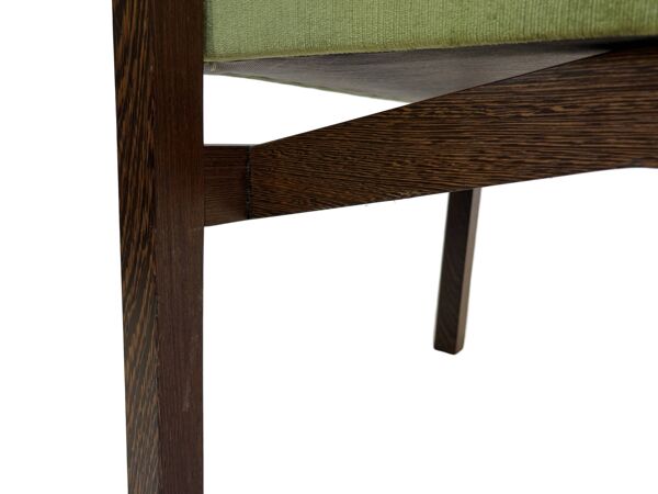 Fauteuil vintage design wengé massif accoudoirs cuir design années 60