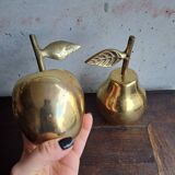 Vintage brass apple and pear