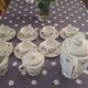 Vintage porcelain coffee service – Rose and gold decoration – 17 pieces