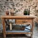 Vintage French industrial workbench – 1920s/1930s oak and pine table with drawer