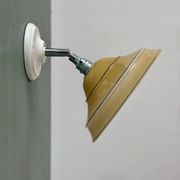 Vintage lampshade in yellow opaline with silver trim.