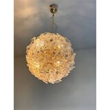 Italian Glass Chandelier Sputnik in Gold and Clear and Gold Fl