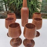Scandinavian bottle and teak glass service