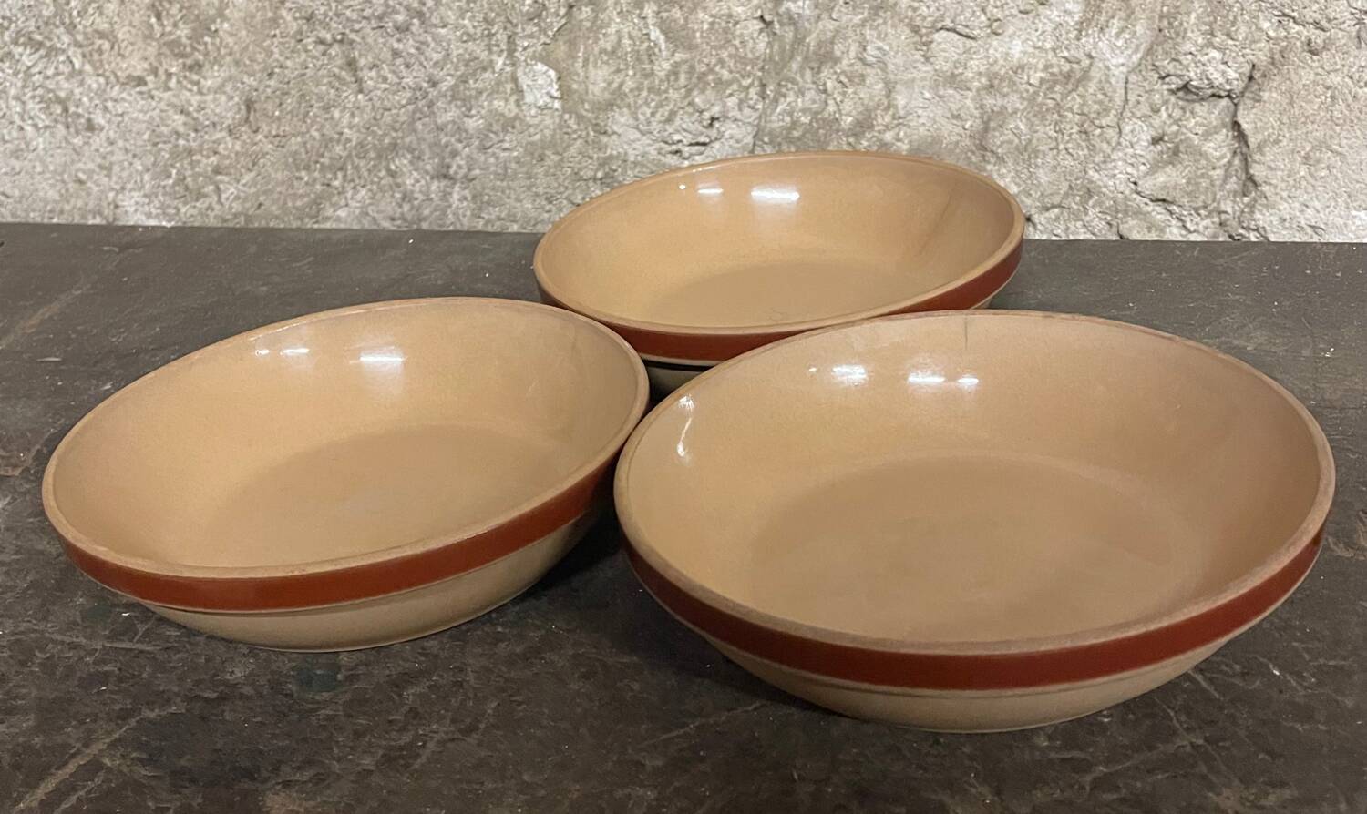 Lot de 3 écuelles en grès – GIEN – “Grès de France” – Années 60/70