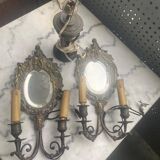 Pair of bevelled mirror wall sconces – Neo-Renaissance style – 19th century