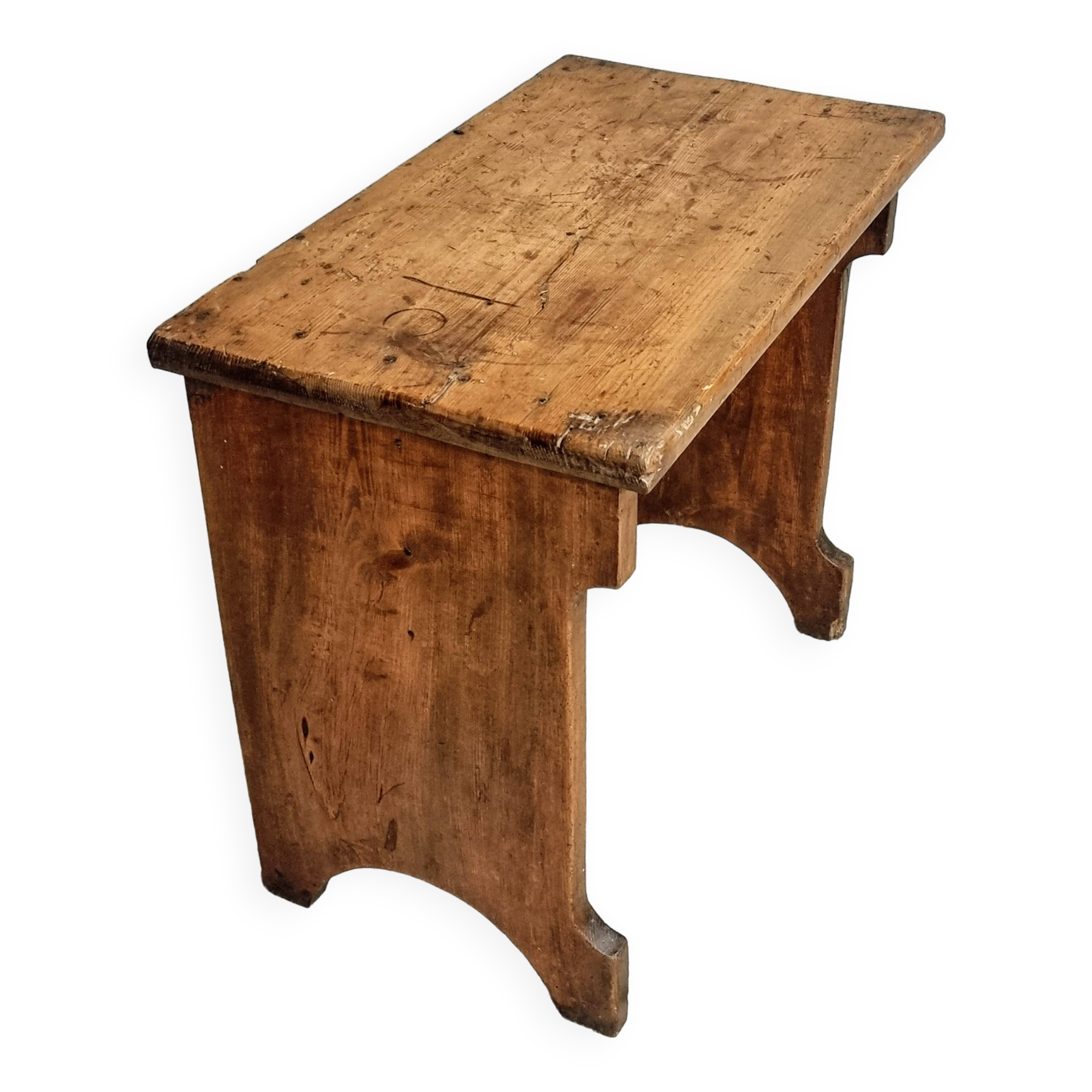 Table d'appoint ancienne banc en merisier 19ème siècle