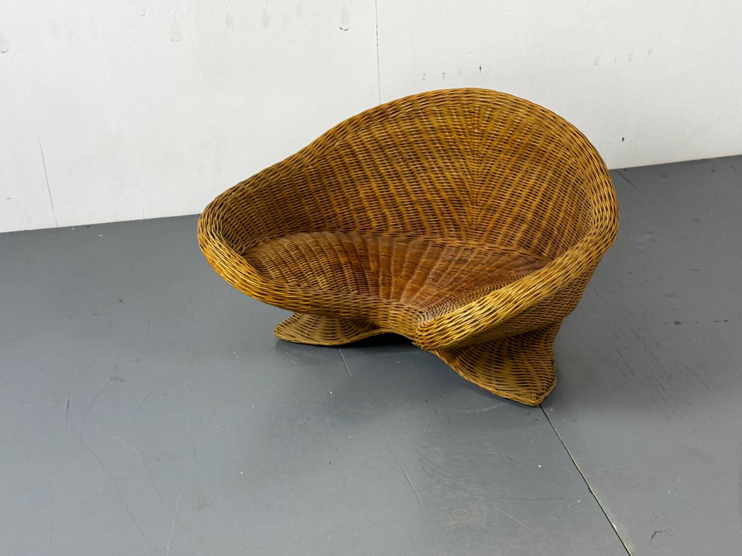 Vintage Shaped Wicker and bamboo Meditation Lotus Chair, 1970s